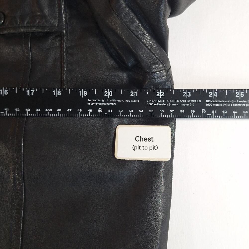 Leather Cult Jacket Mens Unisex Medium Black Genuine Leather Biker Vintage Moto - Picture 10 of 15